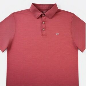 Vineyard Vines Polo Shirt Mens XL Red On-The-Go Sankaty Micro Stripe Performance